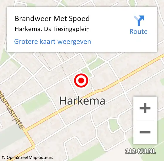 Locatie op kaart van de 112 melding: Brandweer Met Spoed Naar Harkema, Ds Tiesingaplein op 21 januari 2023 00:10