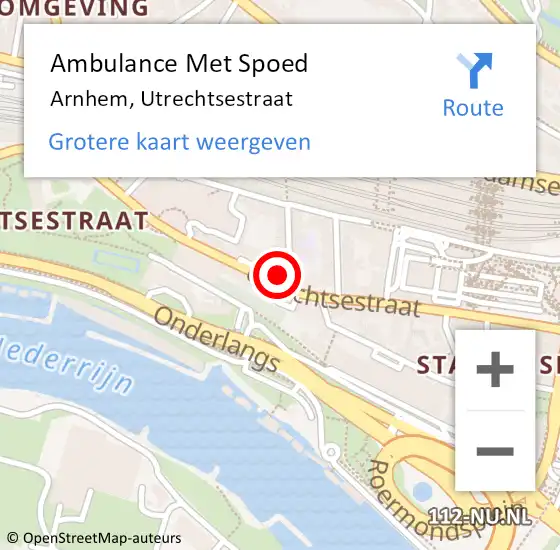 Locatie op kaart van de 112 melding: Ambulance Met Spoed Naar Arnhem, Utrechtsestraat op 21 januari 2023 00:18