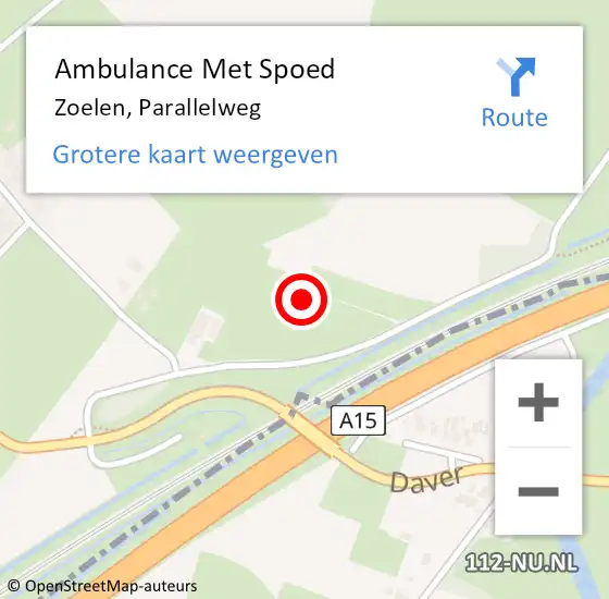 Locatie op kaart van de 112 melding: Ambulance Met Spoed Naar Zoelen, Parallelweg op 21 januari 2023 00:21