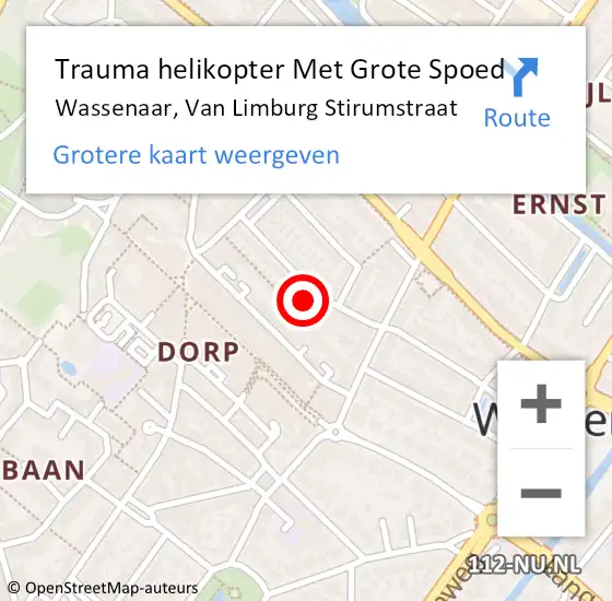 Locatie op kaart van de 112 melding: Trauma helikopter Met Grote Spoed Naar Wassenaar, Van Limburg Stirumstraat op 21 januari 2023 00:49