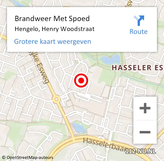 Locatie op kaart van de 112 melding: Brandweer Met Spoed Naar Hengelo, Henry Woodstraat op 21 januari 2023 01:16