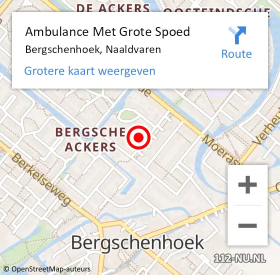 Locatie op kaart van de 112 melding: Ambulance Met Grote Spoed Naar Bergschenhoek, Naaldvaren op 21 januari 2023 01:31