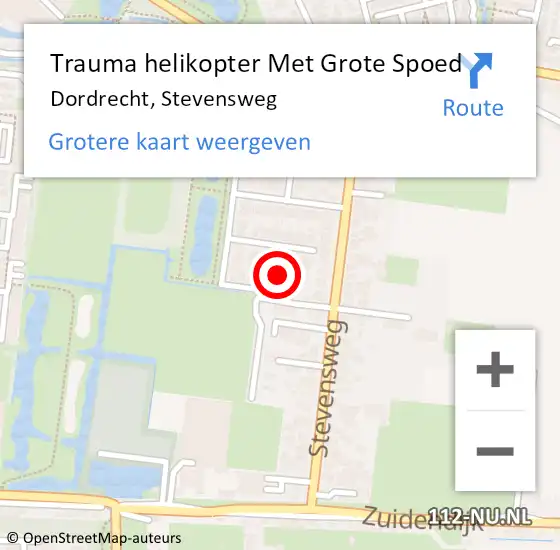 Locatie op kaart van de 112 melding: Trauma helikopter Met Grote Spoed Naar Dordrecht, Stevensweg op 21 januari 2023 02:29