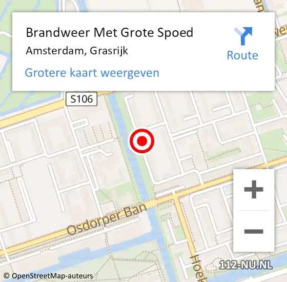 Locatie op kaart van de 112 melding: Brandweer Met Grote Spoed Naar Amsterdam, Grasrijk op 21 januari 2023 03:16