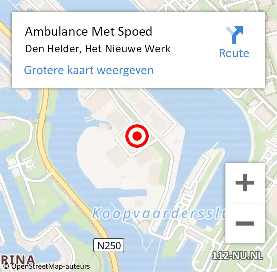 Locatie op kaart van de 112 melding: Ambulance Met Spoed Naar Den Helder, Het Nieuwe Werk op 21 januari 2023 03:18