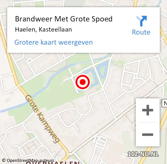 Locatie op kaart van de 112 melding: Brandweer Met Grote Spoed Naar Haelen, Kasteellaan op 21 januari 2023 03:31