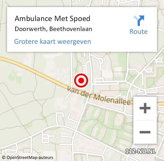 Locatie op kaart van de 112 melding: Ambulance Met Spoed Naar Doorwerth, Beethovenlaan op 21 januari 2023 03:36