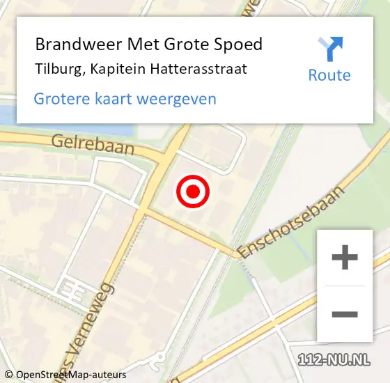 Locatie op kaart van de 112 melding: Brandweer Met Grote Spoed Naar Tilburg, Kapitein Hatterasstraat op 21 januari 2023 03:43