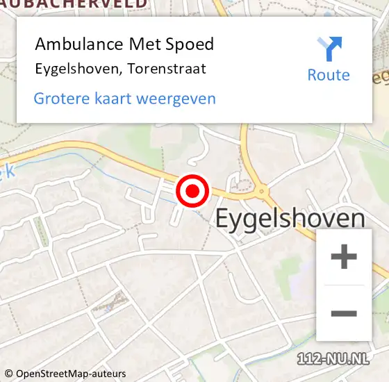 Locatie op kaart van de 112 melding: Ambulance Met Spoed Naar Eygelshoven, Torenstraat op 12 augustus 2014 21:35