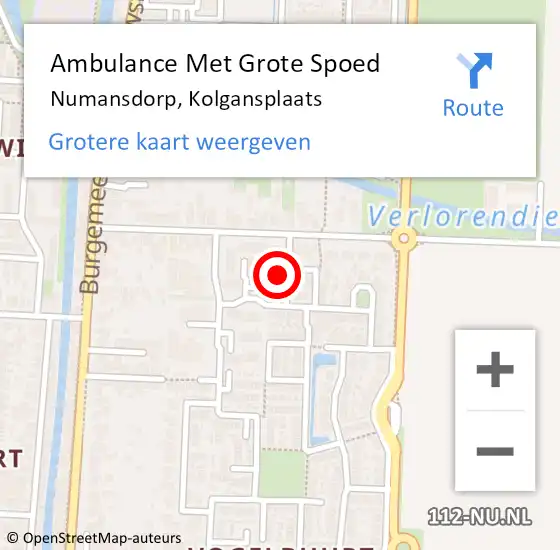 Locatie op kaart van de 112 melding: Ambulance Met Grote Spoed Naar Numansdorp, Kolgansplaats op 21 januari 2023 04:49