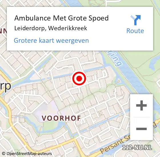 Locatie op kaart van de 112 melding: Ambulance Met Grote Spoed Naar Leiderdorp, Wederikkreek op 21 januari 2023 04:57