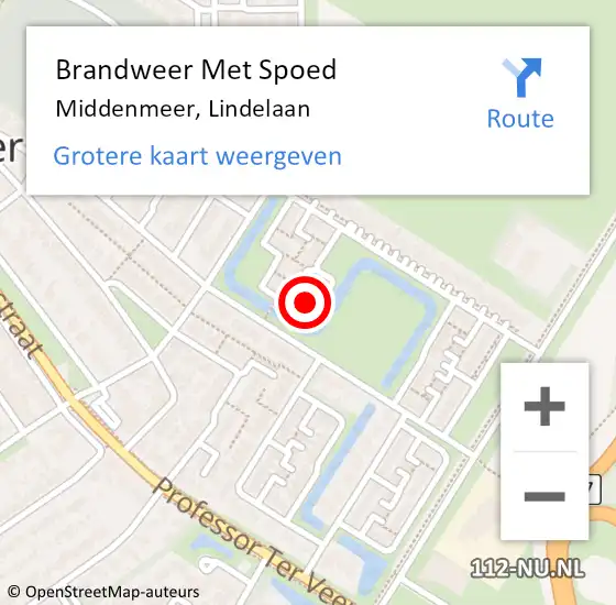 Locatie op kaart van de 112 melding: Brandweer Met Spoed Naar Middenmeer, Lindelaan op 21 januari 2023 04:57