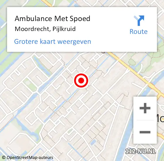 Locatie op kaart van de 112 melding: Ambulance Met Spoed Naar Moordrecht, Pijlkruid op 21 januari 2023 05:05