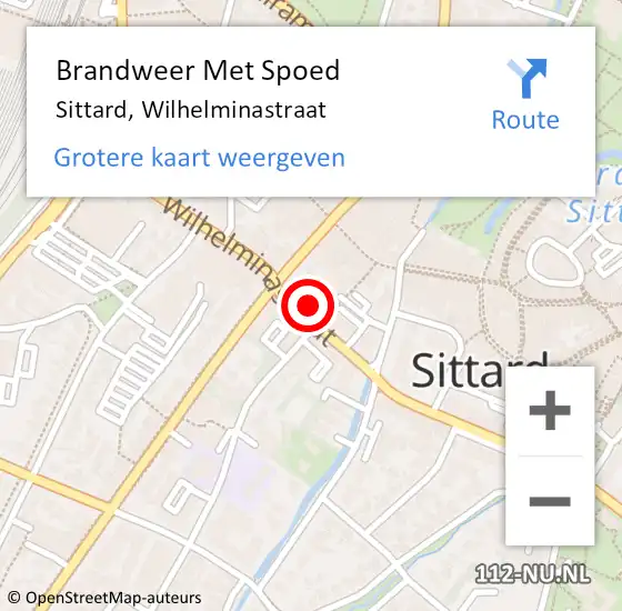 Locatie op kaart van de 112 melding: Brandweer Met Spoed Naar Sittard, Wilhelminastraat op 21 januari 2023 05:47