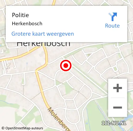 Locatie op kaart van de 112 melding: Politie Herkenbosch op 21 januari 2023 06:09