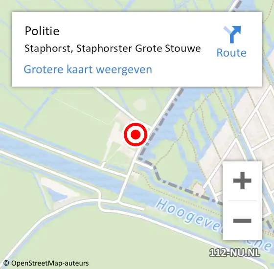 Locatie op kaart van de 112 melding: Politie Staphorst, Staphorster Grote Stouwe op 21 januari 2023 07:39