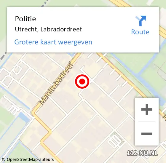 Locatie op kaart van de 112 melding: Politie Utrecht, Labradordreef op 21 januari 2023 09:26