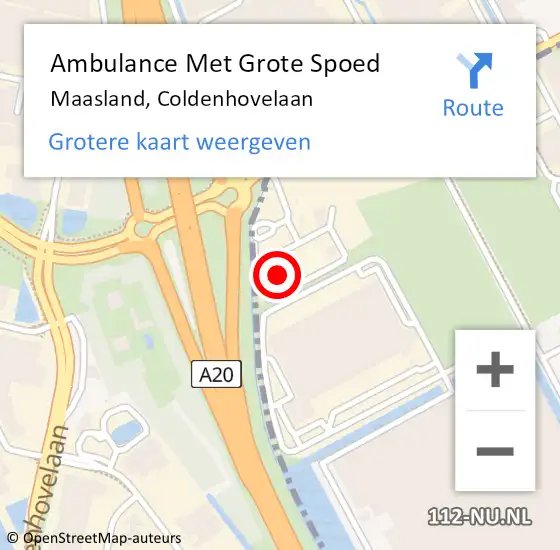 Locatie op kaart van de 112 melding: Ambulance Met Grote Spoed Naar Maasland, Coldenhovelaan op 21 januari 2023 09:32