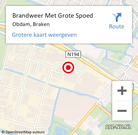 Locatie op kaart van de 112 melding: Brandweer Met Grote Spoed Naar Obdam, Braken op 21 januari 2023 09:32