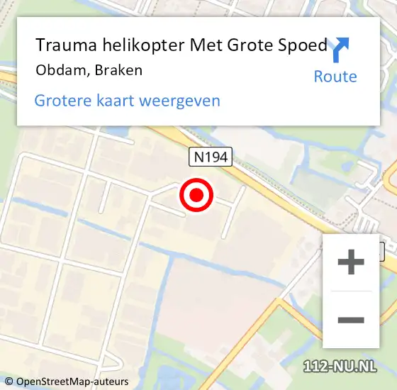 Locatie op kaart van de 112 melding: Trauma helikopter Met Grote Spoed Naar Obdam, Braken op 21 januari 2023 09:34