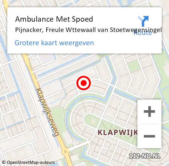Locatie op kaart van de 112 melding: Ambulance Met Spoed Naar Pijnacker, Freule Wttewaall van Stoetwegensingel op 21 januari 2023 09:42