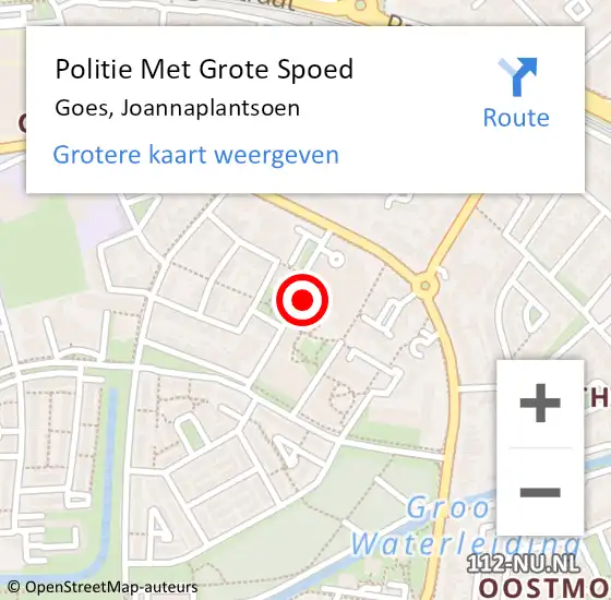 Locatie op kaart van de 112 melding: Politie Met Grote Spoed Naar Goes, Joannaplantsoen op 21 januari 2023 09:59