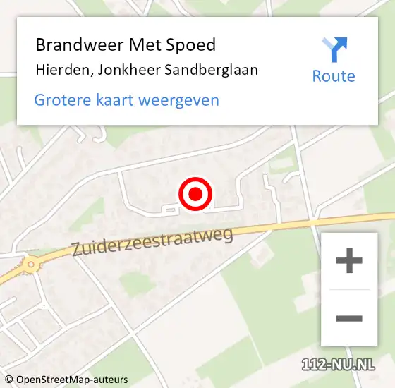 Locatie op kaart van de 112 melding: Brandweer Met Spoed Naar Hierden, Jonkheer Sandberglaan op 21 januari 2023 10:27