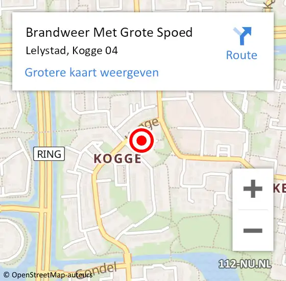 Locatie op kaart van de 112 melding: Brandweer Met Grote Spoed Naar Lelystad, Kogge 04 op 21 januari 2023 10:28