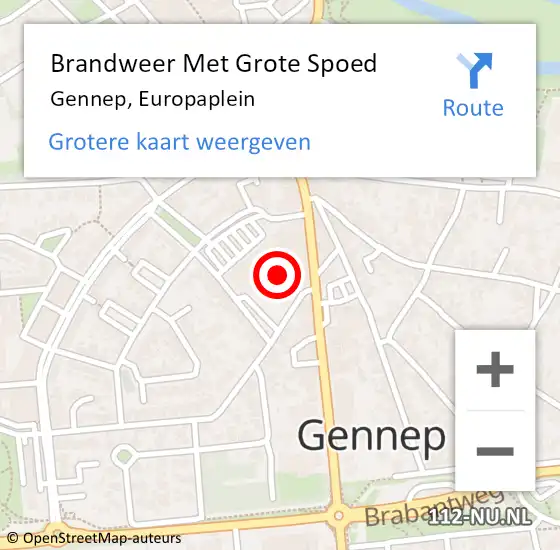 Locatie op kaart van de 112 melding: Brandweer Met Grote Spoed Naar Gennep, Europaplein op 21 januari 2023 10:40