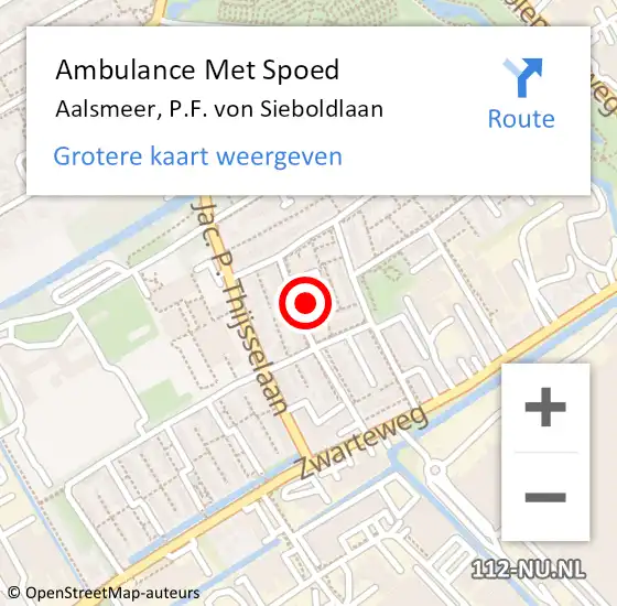 Locatie op kaart van de 112 melding: Ambulance Met Spoed Naar Aalsmeer, P.F. von Sieboldlaan op 21 januari 2023 10:43