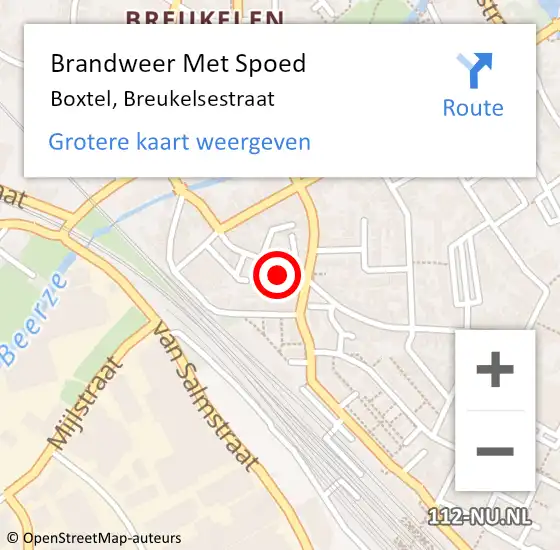 Locatie op kaart van de 112 melding: Brandweer Met Spoed Naar Boxtel, Breukelsestraat op 21 januari 2023 10:53