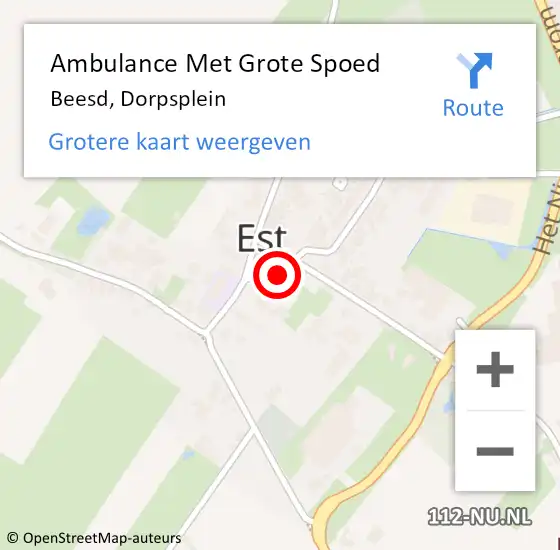 Locatie op kaart van de 112 melding: Ambulance Met Grote Spoed Naar Beesd, Dorpsplein op 21 januari 2023 11:15