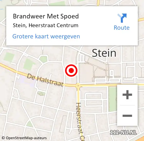 Locatie op kaart van de 112 melding: Brandweer Met Spoed Naar Stein, Heerstraat Centrum op 21 januari 2023 11:25