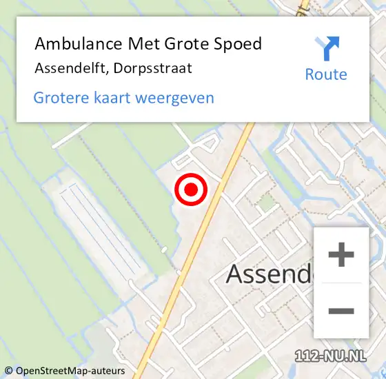 Locatie op kaart van de 112 melding: Ambulance Met Grote Spoed Naar Assendelft, Dorpsstraat op 21 januari 2023 11:33