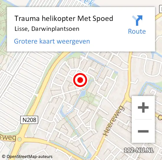 Locatie op kaart van de 112 melding: Trauma helikopter Met Spoed Naar Lisse, Darwinplantsoen op 21 januari 2023 11:42