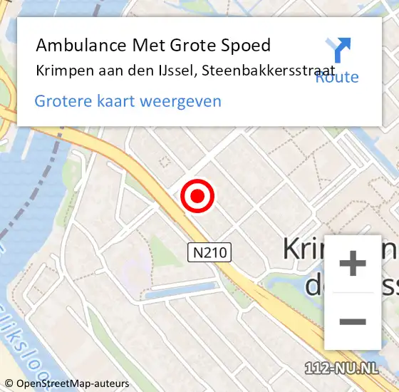 Locatie op kaart van de 112 melding: Ambulance Met Grote Spoed Naar Krimpen aan den IJssel, Steenbakkersstraat op 21 januari 2023 11:50