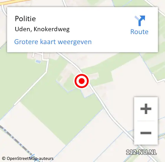 Locatie op kaart van de 112 melding: Politie Uden, Knokerdweg op 21 januari 2023 12:11