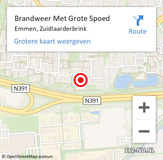 Locatie op kaart van de 112 melding: Brandweer Met Grote Spoed Naar Emmen, Zuidlaarderbrink op 21 januari 2023 12:12