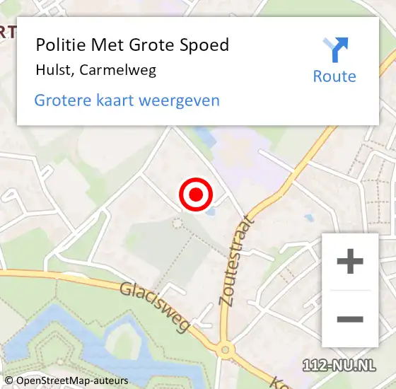 Locatie op kaart van de 112 melding: Politie Met Grote Spoed Naar Hulst, Carmelweg op 21 januari 2023 12:14