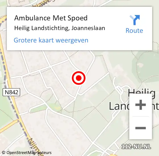 Locatie op kaart van de 112 melding: Ambulance Met Spoed Naar Heilig Landstichting, Joanneslaan op 21 januari 2023 12:17