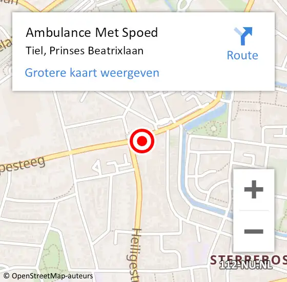 Locatie op kaart van de 112 melding: Ambulance Met Spoed Naar Tiel, Prinses Beatrixlaan op 21 januari 2023 12:56