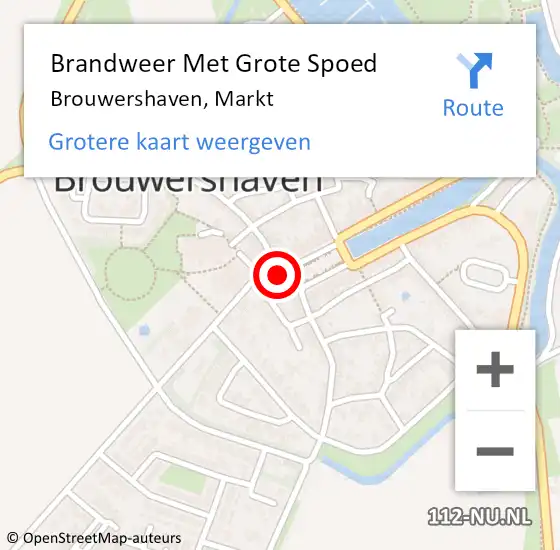 Locatie op kaart van de 112 melding: Brandweer Met Grote Spoed Naar Brouwershaven, Markt op 12 augustus 2014 22:43