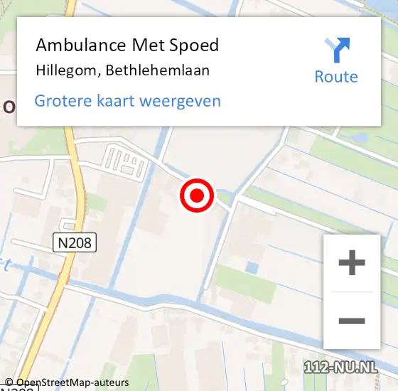 Locatie op kaart van de 112 melding: Ambulance Met Spoed Naar Hillegom, Bethlehemlaan op 21 januari 2023 13:23