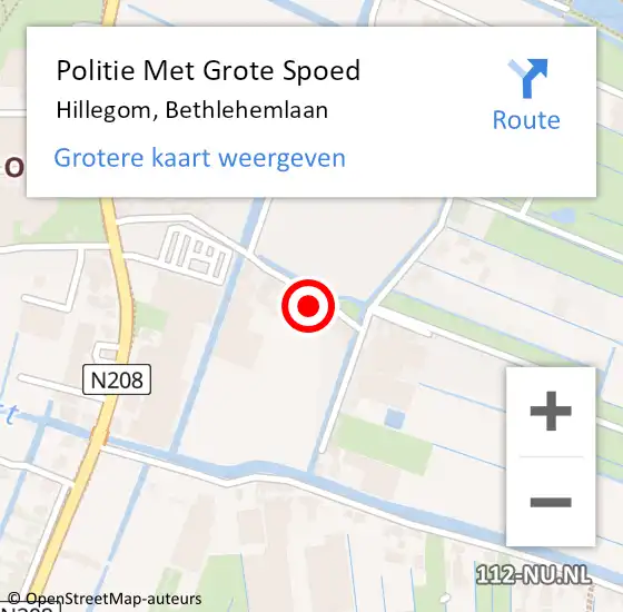 Locatie op kaart van de 112 melding: Politie Met Grote Spoed Naar Hillegom, Bethlehemlaan op 21 januari 2023 13:24