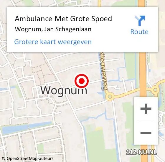 Locatie op kaart van de 112 melding: Ambulance Met Grote Spoed Naar Wognum, Jan Schagenlaan op 21 januari 2023 13:35