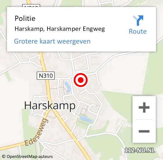 Locatie op kaart van de 112 melding: Politie Harskamp, Harskamper Engweg op 21 januari 2023 13:46