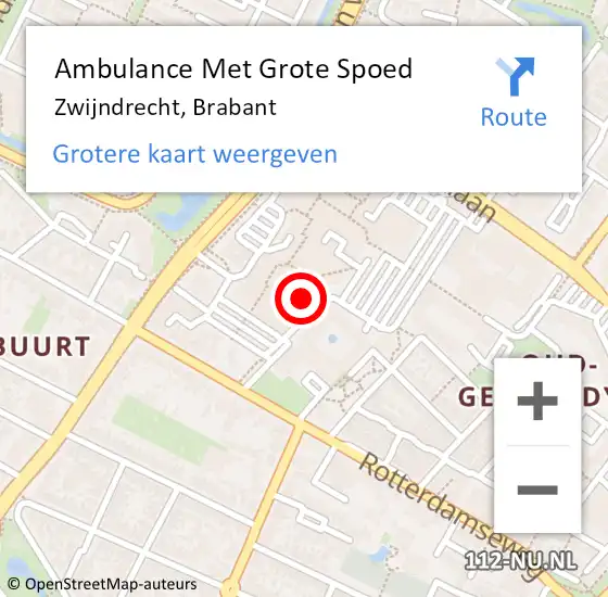 Locatie op kaart van de 112 melding: Ambulance Met Grote Spoed Naar Zwijndrecht, Brabant op 21 januari 2023 13:50