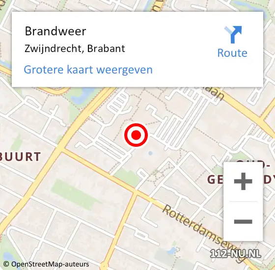 Locatie op kaart van de 112 melding: Brandweer Zwijndrecht, Brabant op 21 januari 2023 13:56