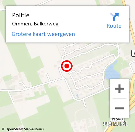 Locatie op kaart van de 112 melding: Politie Ommen, Balkerweg op 21 januari 2023 13:58