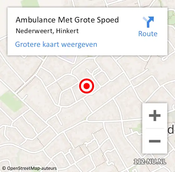 Locatie op kaart van de 112 melding: Ambulance Met Grote Spoed Naar Nederweert, Hinkert op 21 januari 2023 14:00